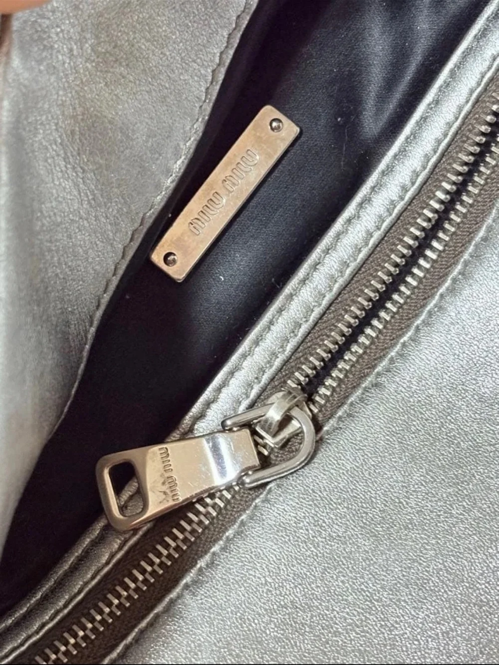 Miu Miu Shimmery Silver Quilted Evening Clutch with Jeweled Strap